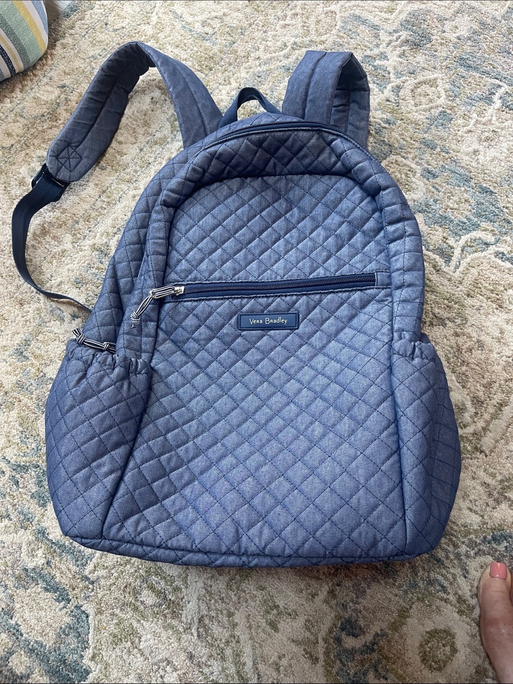 Vera Bradley Blue quilted denim style backpack. NWOT